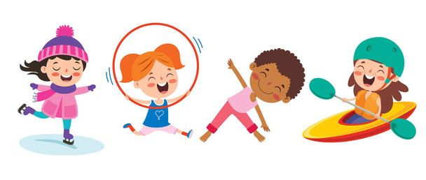 Щасливі діти роблять різні види спорту
 - Вектор, зображення