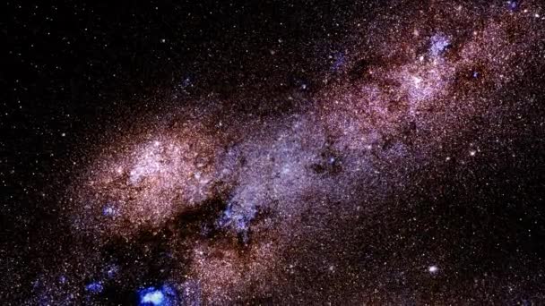 NGC 55 olarak da bilinen küresel yıldız kümesi Caldwell 72, Macellan tipi çubuklu sarmal gökada. Bilimsel filmler için 4K 3D. NASA görüntüsüne dayanarak. - Video, Çekim