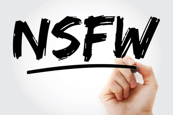 NSFW - No es seguro para el trabajo acrónimo con marcador, fondo concepto de negocio - Foto, Imagen