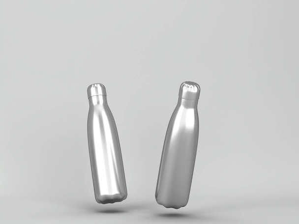 Insulated bottle mockup. 3d illustration on gray background  - 写真・画像