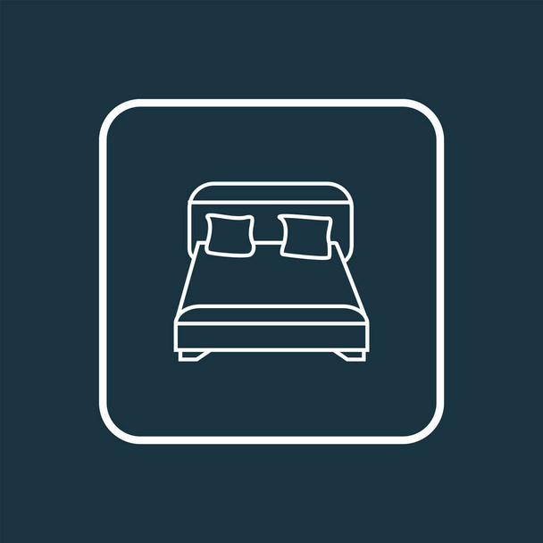 Dubbel bed pictogram lijn symbool. Hoogwaardig geïsoleerd slaapkamerelement in trendy stijl. - Vector, afbeelding