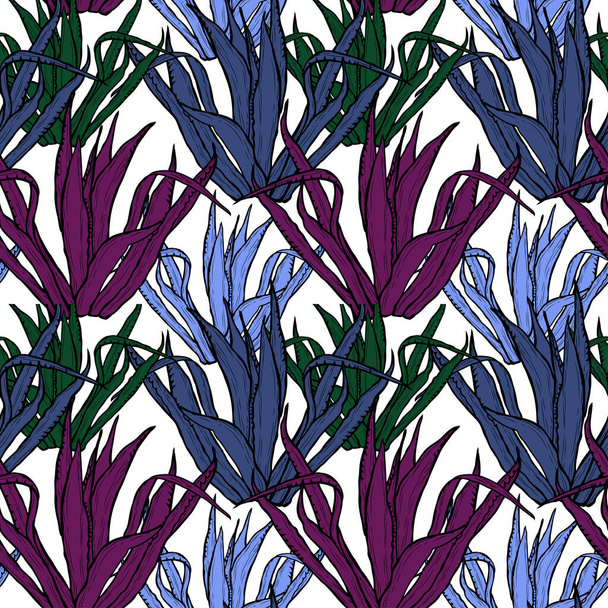 Elegant seamless pattern with agave succulents, design elements. Floral  pattern for invitations, cards, print, gift wrap, manufacturing, textile, fabric, wallpapers - Vecteur, image