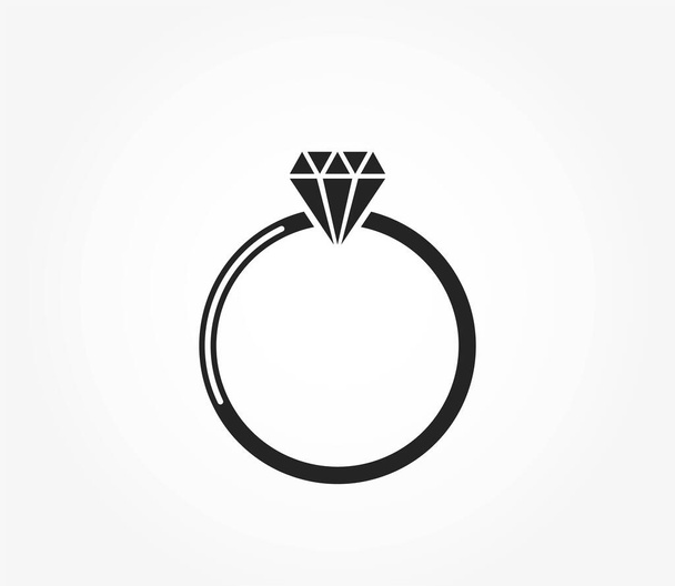 ダイヤモンドリングアイコン。結婚式と婚約ロマンチックでバレンタインデーのシンボル。孤立したベクトル画像 - ベクター画像