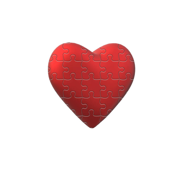 Serce puzzle w kolorze czerwonym - Zdjęcie, obraz
