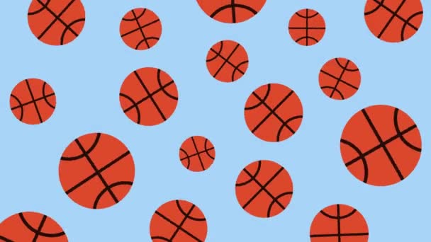 Fundo animado abstrato de bolas de basquete. 4K. Vj loop. - Filmagem, Vídeo