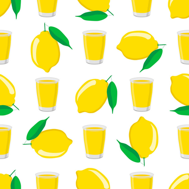 Ilustración sobre tema limonada de colores grandes en taza de limón para bebida natural. Patrón de limonada que consta de accesorio de cocina colección, taza de limón a los alimentos orgánicos. Sabrosa limonada fresca de la taza de limón. - Vector, Imagen