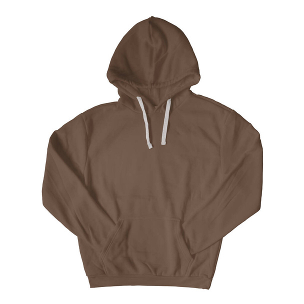 Werben Sie für Ihr Markenlogo und Design mit diesem Stilvollen Pullover Hoodie Mockup in Royal Brown Farbe. - Foto, Bild