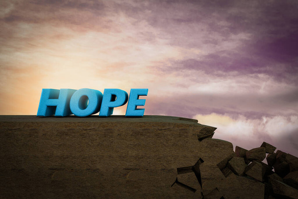 希望が失われた希望の概念を示す破損した道路上の希望。3Dイラスト - 写真・画像