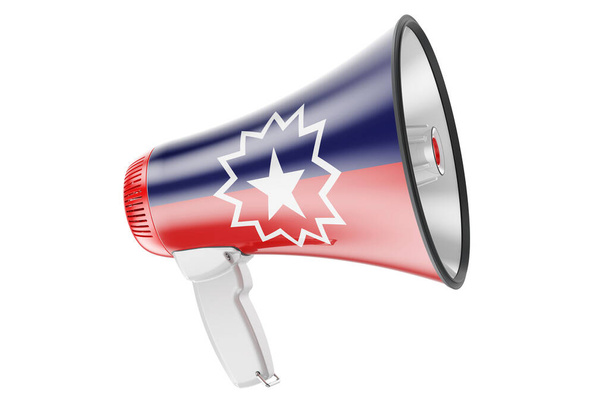 Megaphone with Emancipation flag, 3D rendering isolated on white background - Photo, Image