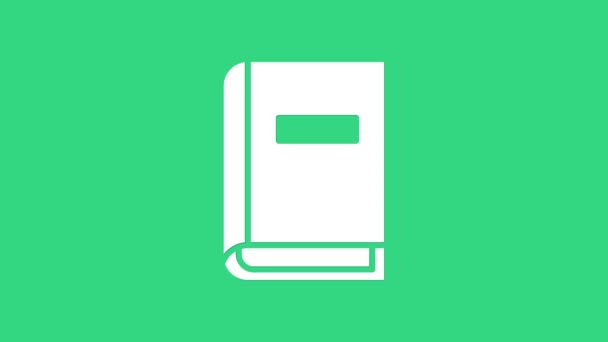 緑色の背景に隔離されたホワイトユーザーマニュアルアイコン。ユーザーガイド本。指示書だ。使用前にお読みください。4Kビデオモーショングラフィックアニメーション - 映像、動画