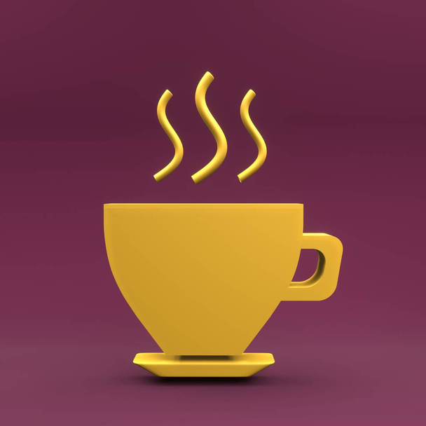 3d coffee cup icon. Изолированный 3D рендеринг значок чашки кофе. Значок с чашкой чая - Фото, изображение