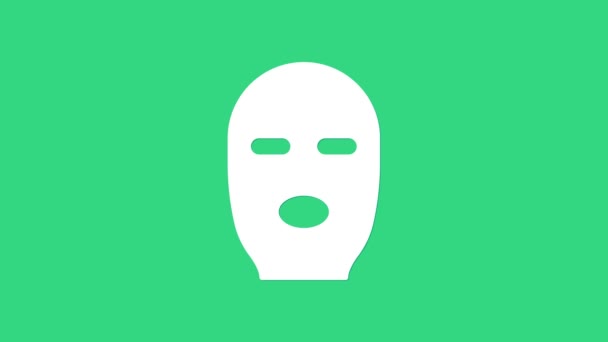 Ikona White Thief masky izolované na zeleném pozadí. Maska banditů, kriminálníku. Grafická animace pohybu videa 4K - Záběry, video