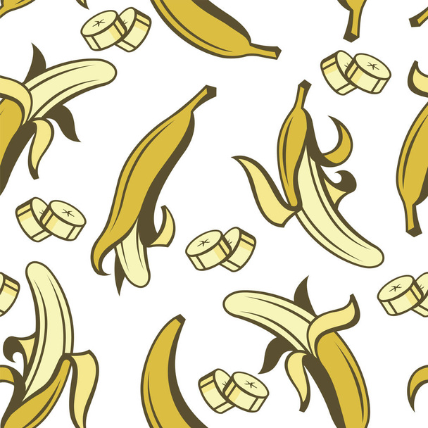 seamless pattern with banana tropical fruit - Vektör, Görsel