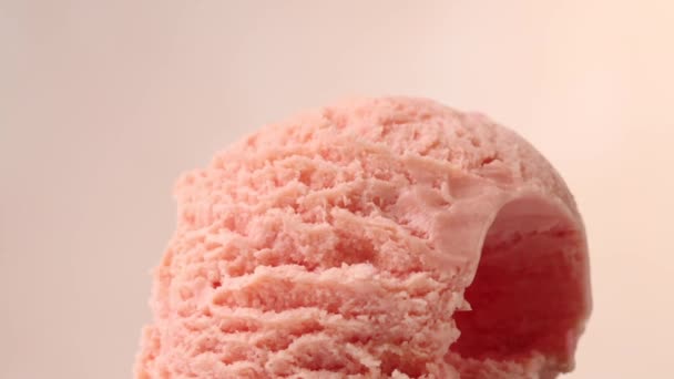 closeup of pink ice cream scoop macro zoom in - Footage, Video