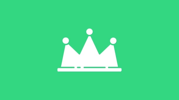 Witte Kroon pictogram geïsoleerd op groene achtergrond. 4K Video motion grafische animatie - Video