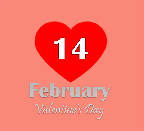 Valentine's Day. February 14 calendar page text - Photo, Image