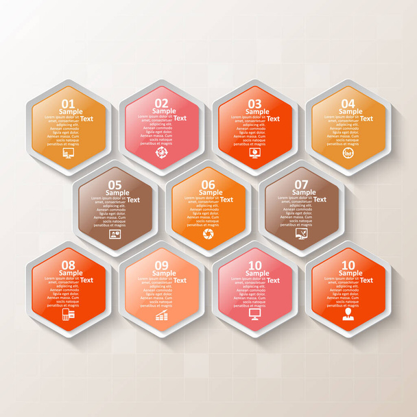 vector abstracto 3d papel infografía elements.Hexagon infographics.Honeycomb diseño - Vector, imagen