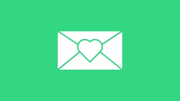 Weißer Umschlag mit dem Symbol des 8. März auf grünem Hintergrund. Botschaft Liebe. Briefliebe und Romantik. Internationaler glücklicher Frauentag. 4K Video Motion Grafik Animation - Filmmaterial, Video