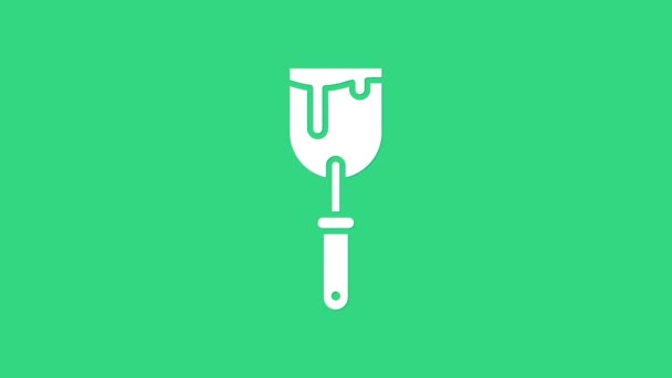 Icono de cuchillo de masilla blanca aislado sobre fondo verde. Espátula herramienta de reparación. Spackling o instrumentos de pintura. Animación gráfica de vídeo 4K - Imágenes, Vídeo