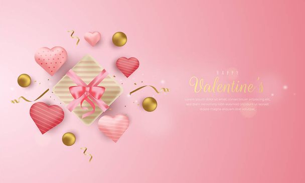 Valentinstag-Grußkarte mit rosa Hintergrundkonzept - Vektor, Bild