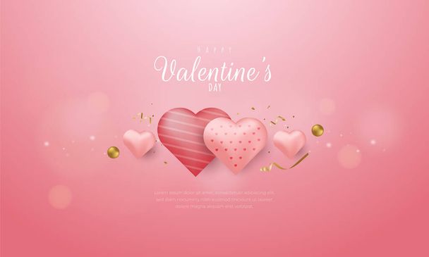 Happy lovely valentine's day greeting on pink background - Vector, Image