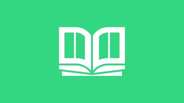 Bílá ikona knihy svaté izolované na zeleném pozadí. Grafická animace pohybu videa 4K - Záběry, video