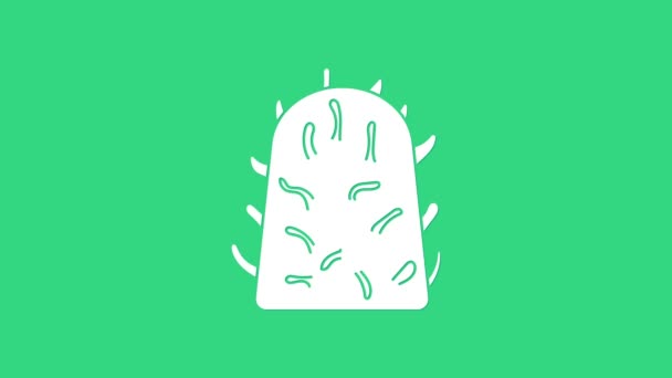 Mikroorganizmy wirusa wścieklizny białej ikona izolowane na zielonym tle. 4K Animacja graficzna ruchu wideo - Materiał filmowy, wideo