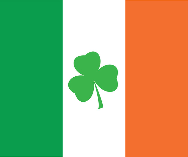 ilustração vetorial da bandeira irlandesa com um trevo - Vetor, Imagem