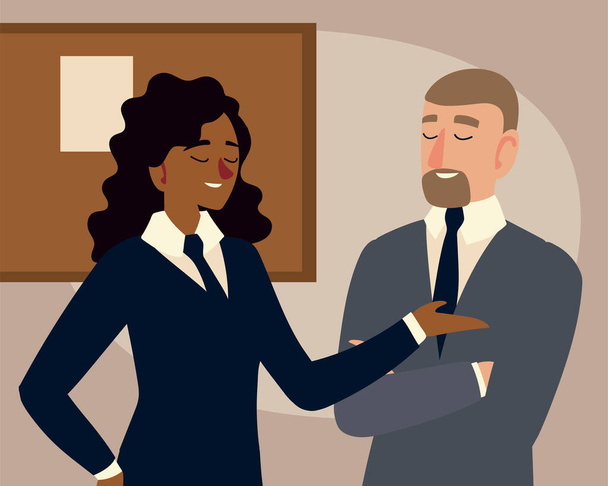деловые люди, бизнесмены и деловые женщины, говорящие персонажи - Вектор,изображение