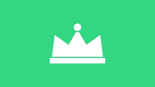 Witte Kroon pictogram geïsoleerd op groene achtergrond. 4K Video motion grafische animatie - Video