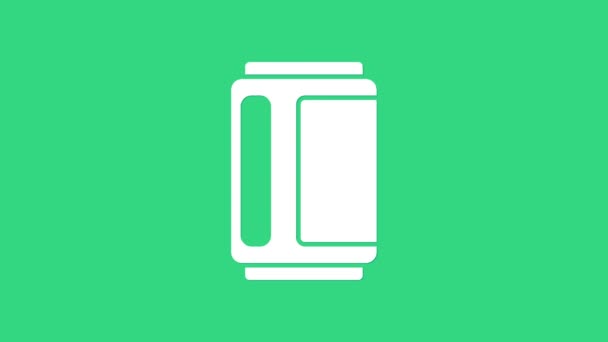 Ícone de lata de cerveja branca isolado no fundo verde. Animação gráfica em movimento de vídeo 4K - Filmagem, Vídeo
