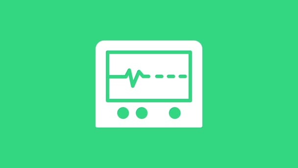 White Beat dead in monitor icon isolated on green background. ECG showing death. 4K Video motion graphic animation - Footage, Video