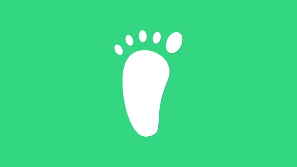 White Foot εικονίδιο μασάζ απομονώνονται σε πράσινο φόντο. 4K Γραφική κίνηση κίνησης βίντεο - Πλάνα, βίντεο