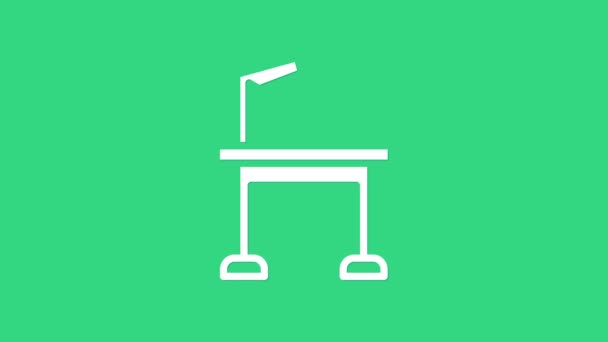 Biały Pet pielęgnacji tabeli ikona izolowane na zielonym tle. 4K Animacja graficzna ruchu wideo - Materiał filmowy, wideo