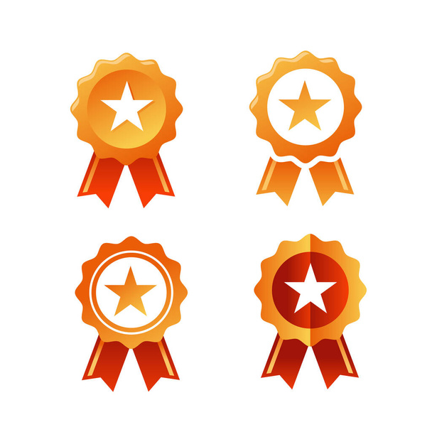 star seal vector ,Flat icon design of a ribbon award badge with a star in center - ベクター画像