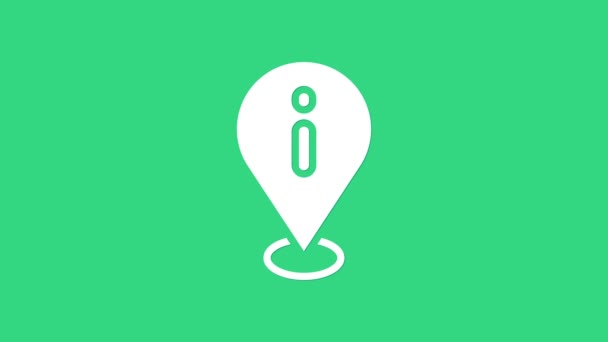 Localização branca com ícone de informação isolado no fundo verde. Animação gráfica em movimento de vídeo 4K - Filmagem, Vídeo