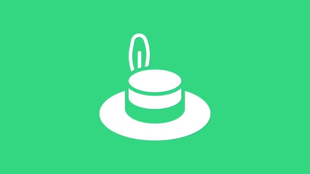 Sombrero Hombre Blanco con icono de cinta aislado sobre fondo verde. Animación gráfica de vídeo 4K - Metraje, vídeo