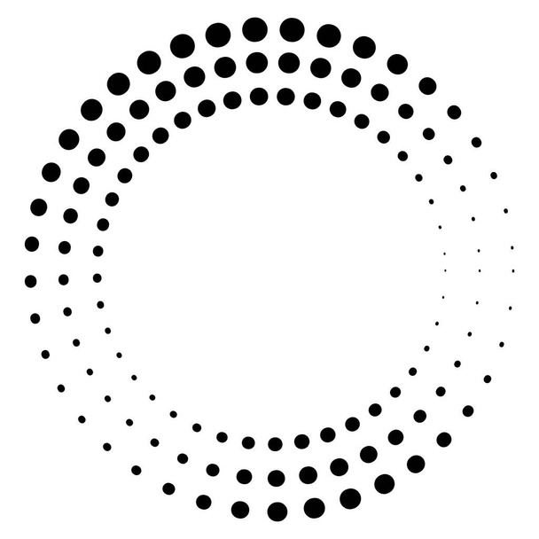 Ilustração de meio-tom vetorial. Um círculo de pontos em semitons. Padrão vintage. Imagem de stock. EPS 10. - Vetor, Imagem