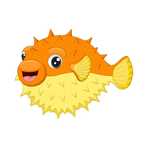 Векторная иллюстрация рыб-фугу на белом фоне - Вектор,изображение