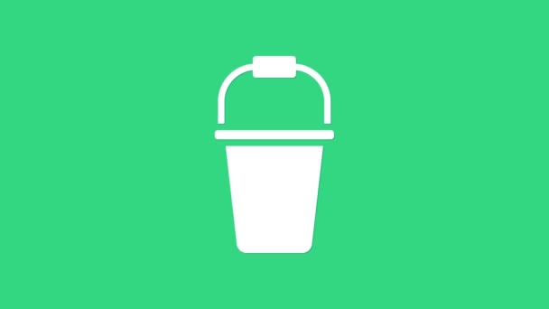 White Bucket icon isolated on green background. 4K Video motion graphic animation - Footage, Video