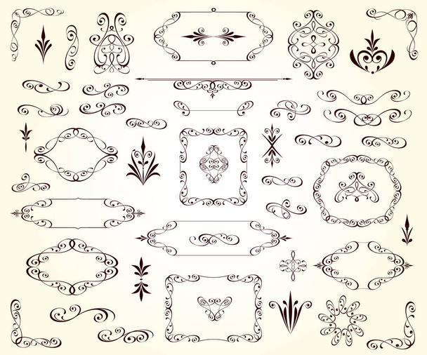 Set of decorative elements for design isolated, editable.Vignettes, ornate,frames, corners,dividers. - Vector, Image