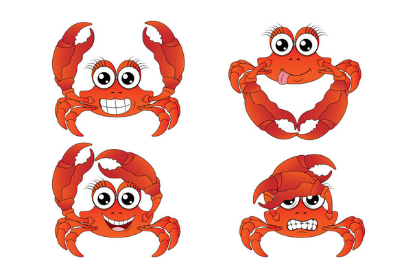 dessin animé animal crabe mignon - Vecteur, image