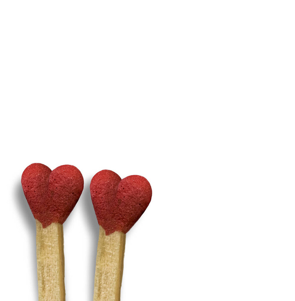 heart matches near to each other love amor valentines day lovers start begin for background isolated - Photo, Image