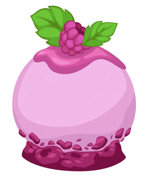 Wild raspberry cake or pudding with leaves vector - Vektori, kuva