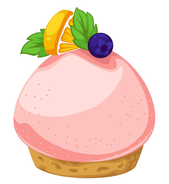 Sweet pudding with lemon and berry, dessert cafe - Вектор, зображення