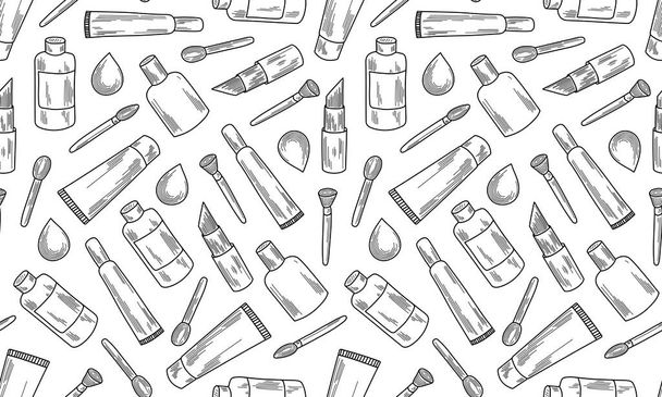 Vector illustration of beauty accessories and skin care products - Vetor, Imagem