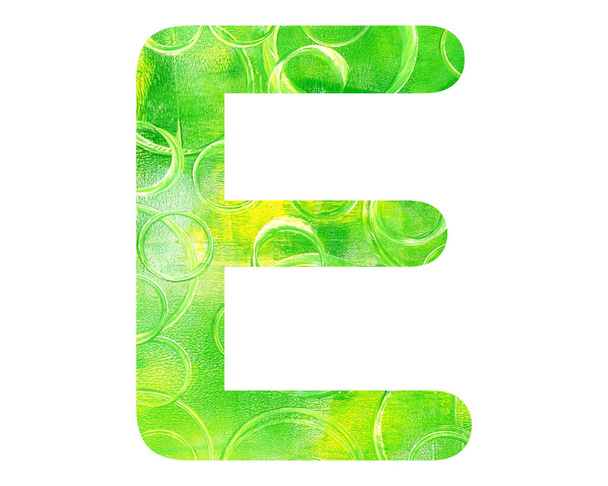 An illustration of the English letter "E" in a green pattern on a white background - Valokuva, kuva