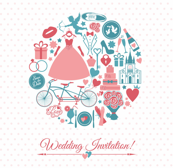 Wedding card invitation - Vettoriali, immagini