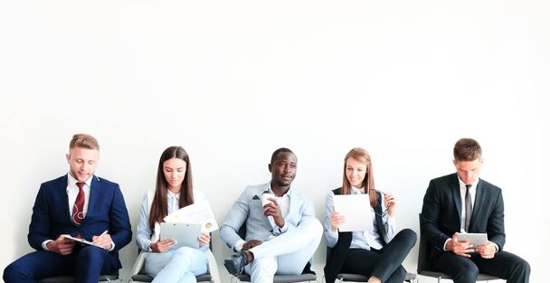 Stressful business people waiting for job interview - Photo, Image