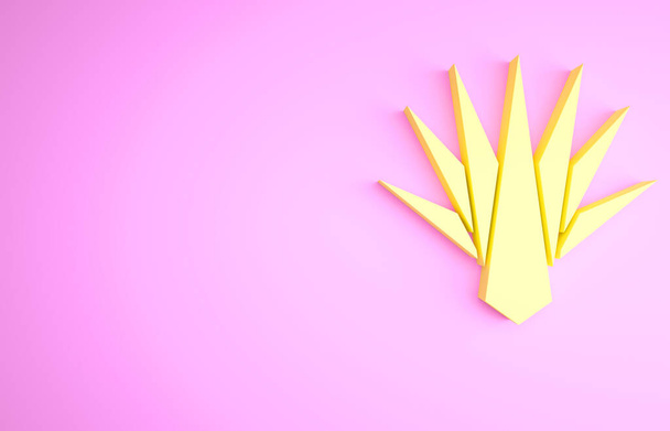 Sárga Agave ikon elszigetelt rózsaszín háttérrel. Hagyományos mexikói növény. Minimalizmus koncepció. 3d illusztráció 3D render. - Fotó, kép